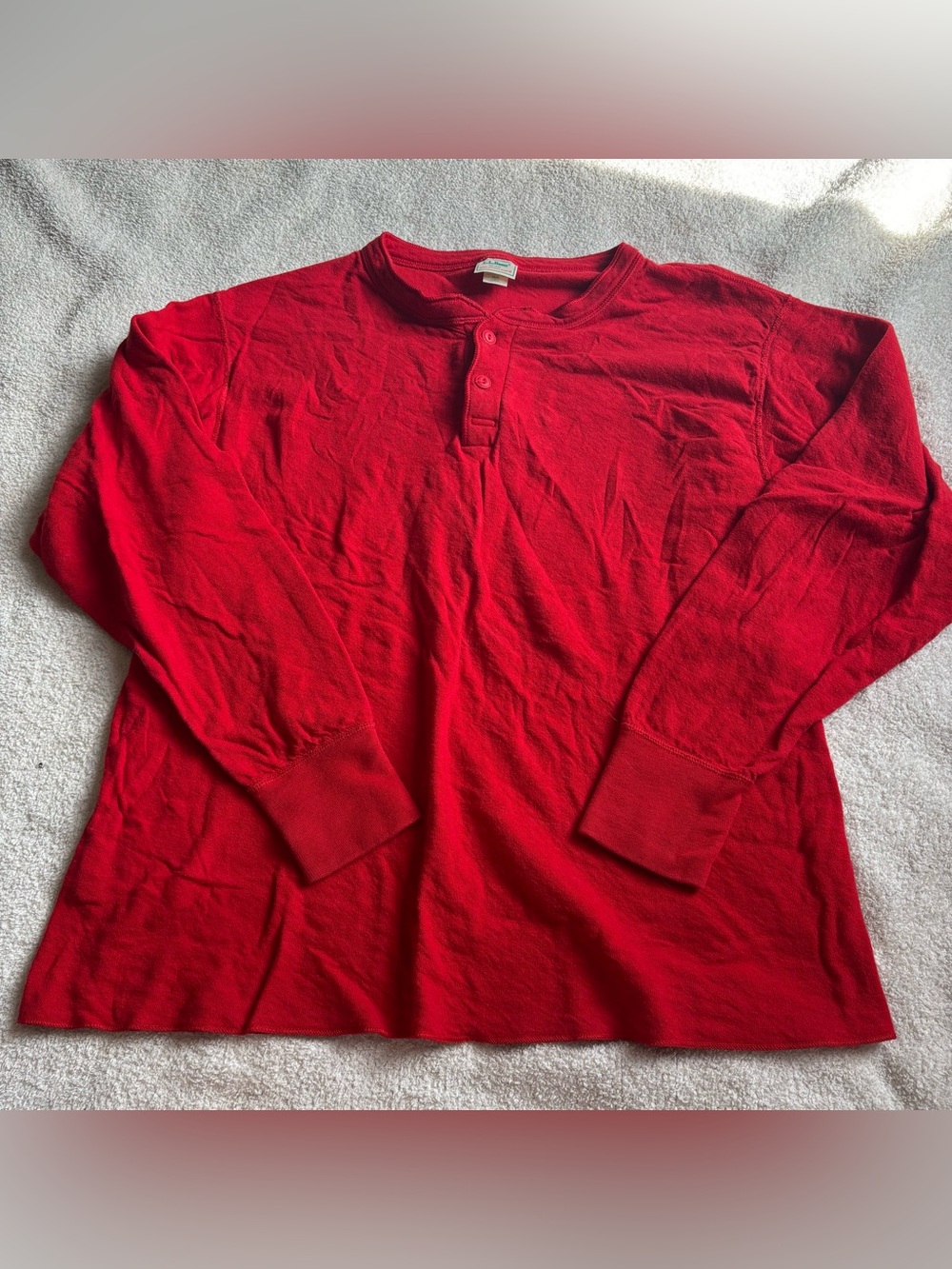 L.L. Bean Red Long-Sleeve Henley Shirt